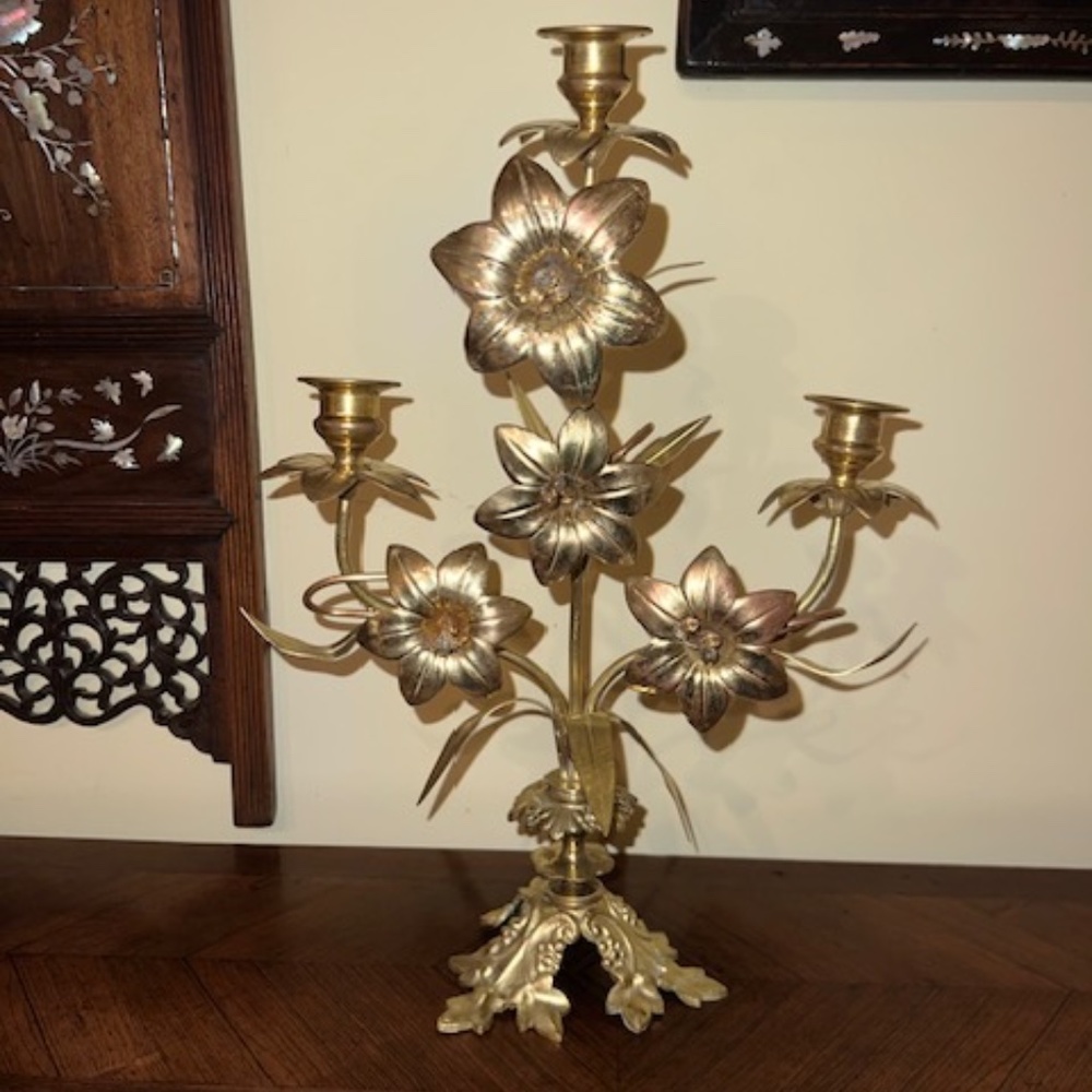 19th Century French Guilt-Brass Church Candelabra